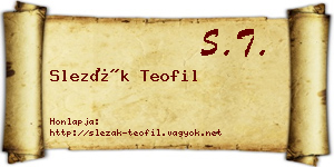 Slezák Teofil névjegykártya